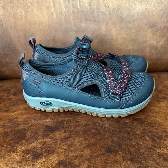 Chaco Odyssey Sandals Kids' Navy and Pink Water Shoes - Picture 1 of 6